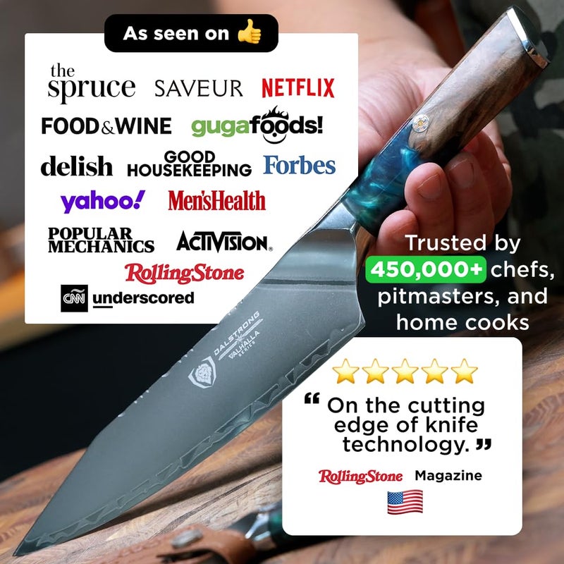 Dalstrong Chef Knife - 8 inch - Valhalla Series - Premium 9CR18MOV HC Steel - Celestial Resin & Wood Handle - Razor Sharp - Kitchen Cooking Chef's Knife - Leather Sheath - Image 2